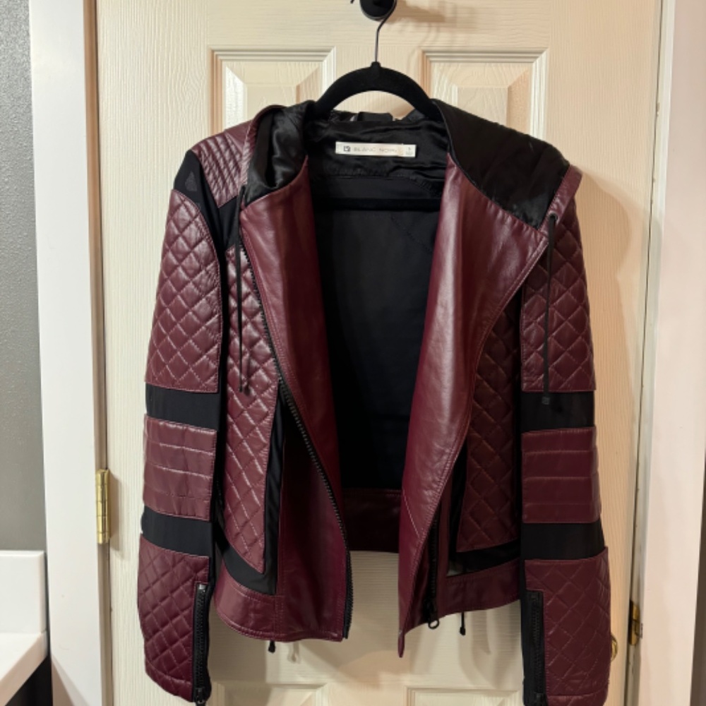 Blanc Noir Burgundy Moto Hoodie - Picture 3 of 6